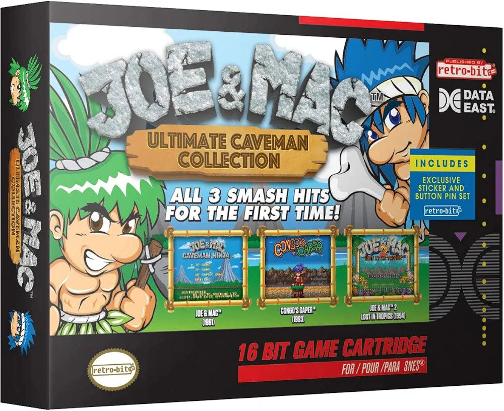 Retro-Bit Joe & Mac Ultimate Caveman Collection Cartridge 3 Games in 1 Super Nintendo