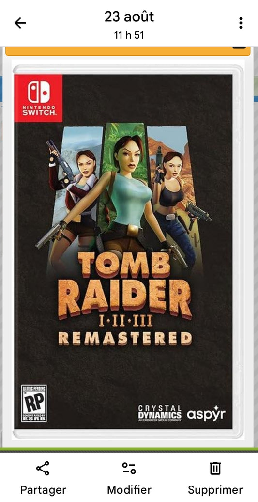 Tom Raider Trilogy Remastered - Nintendo Switch