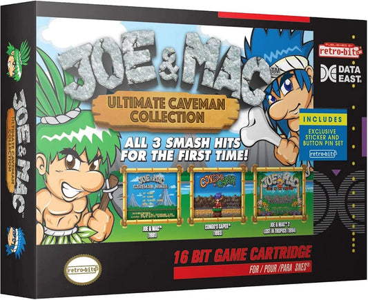 Retro-Bit Joe & Mac Ultimate Caveman Collection Cartridge 3 Games in 1 Super Nintendo